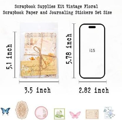 400-Piece Vintage Floral Scrapbook Kit, Paper & Stickers, 4 Color Themes - Image 6