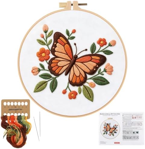 Zynlio Embroidery Kit for Beginners -Butterfly Flower Embroidery Kits for Adults Starter Cross Stitch Kit DIY Needlepoint with Step-by-Step Instruction by Unknown