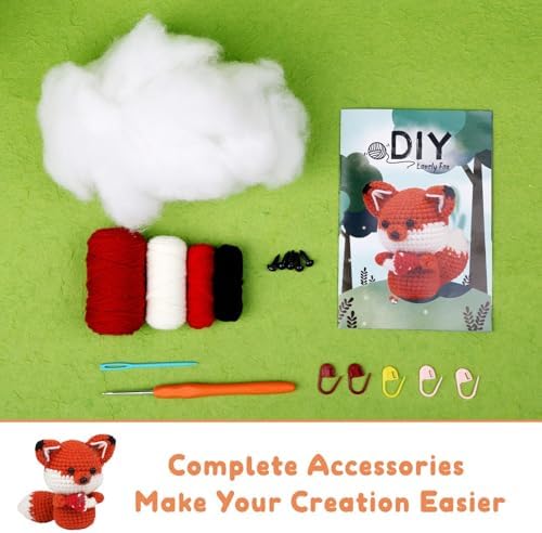Mnuizu Complete Crochet Kit for Beginners Fox Animal Crochet Kit for Adults - Image 4
