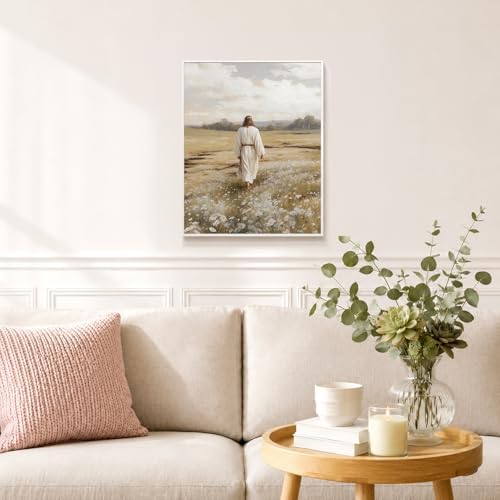 bitCNY Paint by Numbers for Adults, Jesus in Wildflower Meadow DIY Acrylic Painting Kit, Christian Paint by Number Canvas Art, Peaceful Religious Wall Decor, 16x20 Inch - Image 4