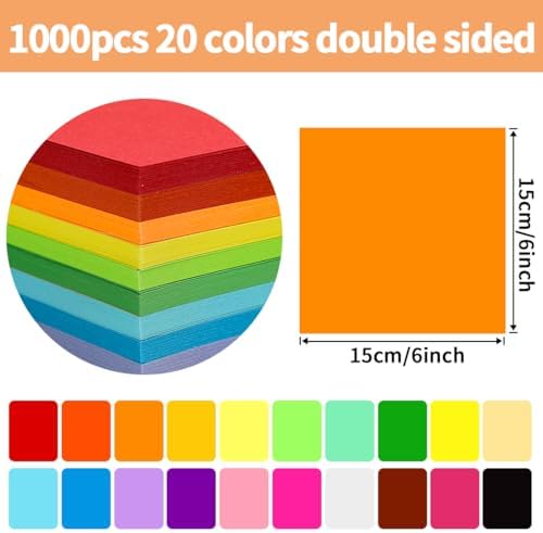 Praisebank Origami Paper (Multi-colored, 6 x 6 Inch /1000 Sheets), Origami Kit with Guide & Double Sided Color - Image 2