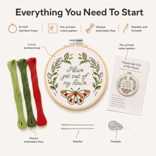 FUNATIC Please Get Out of My House Funny Embroidery Kit for Adults - Image 3