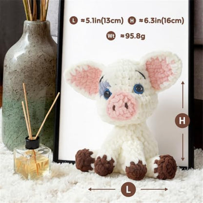 Linhao Jew Crochet Kit for Beginners – Knitting Kits Cute Animal Kitten Keychain with Pre-Started Easy Yarn, Step-by-Step Video Tutorials for Adults DIY Crafts (Pig) - Image 5