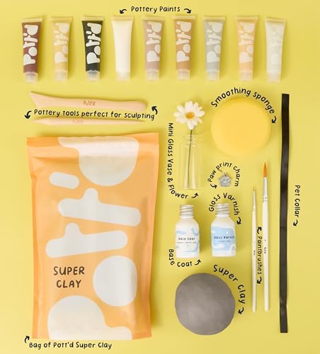 Pott'd Mini Pottery Kits | Air Dry Clay Pottery Kit for Adults | Includes Paints, Brushes, and Potters Tools | FREE online step-by-step tutorial | Perfect for Beginners | Bring The Studio To Your Home - Image 3