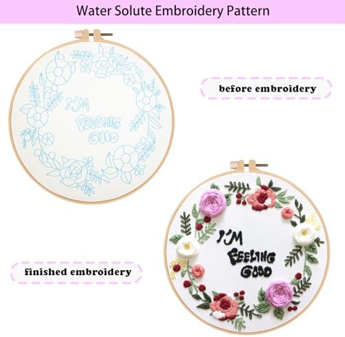 Topapfo Funny Embroidery Kit for Beginners Adults, Feeling Good Embroidery Patterns with Hoops Thread Needles Tutorials - Image 2