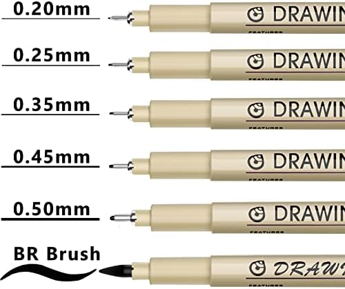 Muchcute Micro Fineliner Drawing Art Pens: 6 Black Artist Supplies Adults - Image 2