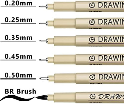 Muchcute Micro Fineliner Drawing Art Pens: 6 Black Artist Supplies Adults - Image 2