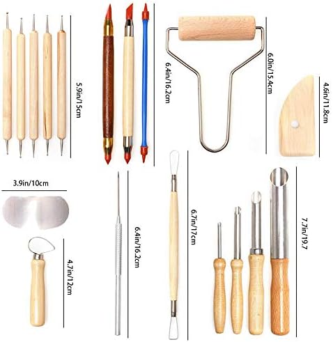 61PCS Ceramic Clay Set Polymer Clay Pottery Set Wooden Pottery Sculpting Clay Cleaning Set - Image 4