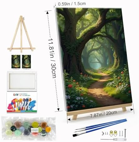 JOOZ Landscape Paint by Numbers Kit for Adults with Frame Forest Paint by Number with Easel Tree Adult Paint by Number Kits Framed Canvas Oil Painting Kits for Home Wall Decor 8x12 Inch - Image 2