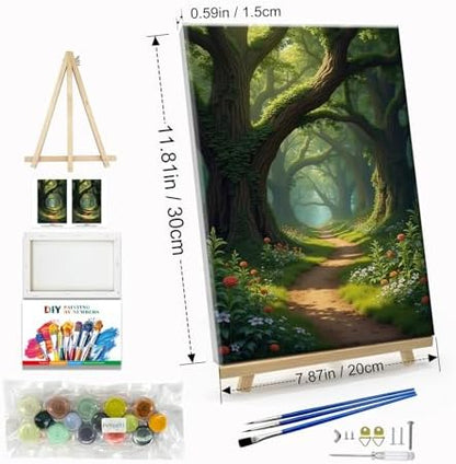 JOOZ Landscape Paint by Numbers Kit for Adults with Frame Forest Paint by Number with Easel Tree Adult Paint by Number Kits Framed Canvas Oil Painting Kits for Home Wall Decor 8x12 Inch - Image 2