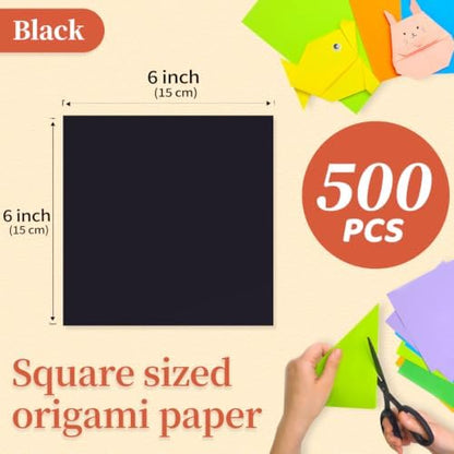 IOOLEEM Black Origami Paper, 500 Sheets, 6 Inch Square, Double Sided Colored Paper for DIY Crafts - Image 2