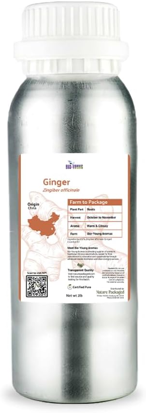 Nature Packaged Ginger Essential Oil - Direct from Bio-Young Aromas - Pure Ginger Oil for Skin - Aceite de Jengibre - Aromatherapy 100% Therapeutic Premium Grade (2lbs)
