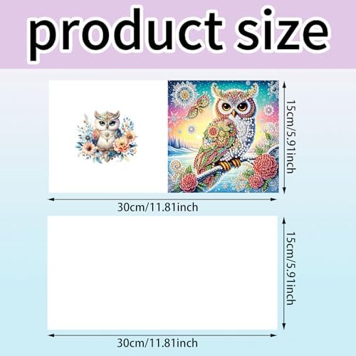 6pcs Owl Flowers Diamond Art Painting Greeting Cards Kit with Envelopes, 5D DIY Special Shaped Card Making Kits for Adults, Holiday Birthday Postcards, Creative Craft Gifts - Image 2