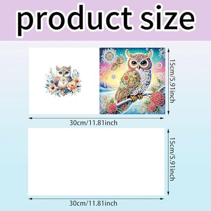 6pcs Owl Flowers Diamond Art Painting Greeting Cards Kit with Envelopes, 5D DIY Special Shaped Card Making Kits for Adults, Holiday Birthday Postcards, Creative Craft Gifts - Image 2