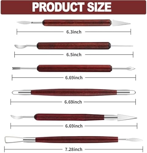 LINPHCEY 6-Piece Clay Sculpting Tools Set Perfect for Polymer Air Dry Modeling Clay Beginners & Professionals Ideal for DIY Pottery & Ceramics Tools for Clay Sculpting & Crafting - Image 2