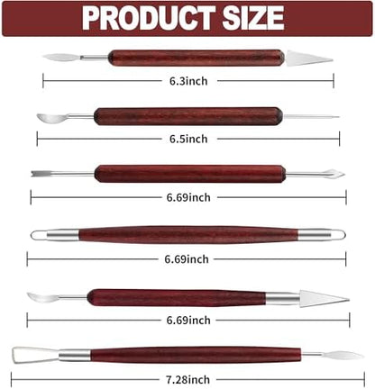 LINPHCEY 6-Piece Clay Sculpting Tools Set Perfect for Polymer Air Dry Modeling Clay Beginners & Professionals Ideal for DIY Pottery & Ceramics Tools for Clay Sculpting & Crafting - Image 2