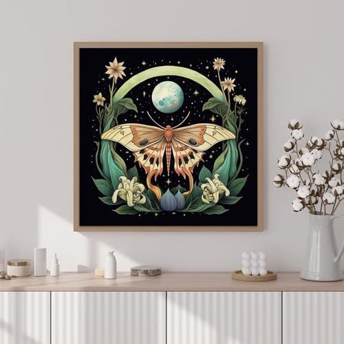 Artunion Framed Paint by Numbers Kit for Adults Beginners & Kids Ages 8-12,Butterfly Moth Paint by Number with Frame,Moon Flower Paint by Numbers Kit on Canvas 10 * 10 Inch Without Easel - Image 2