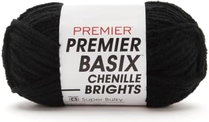 Premier Yarns Basix Chenille Brights, Black, Super Bulky Weight, 5.3 oz by Premier
