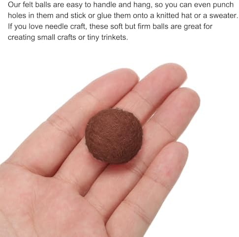 PATIKIL Wool Felt Balls Beads Wool Felting Pom 2cm 20mm Brown for Home Crafts Handcrafts Project DIY Pack of 5 - Image 4