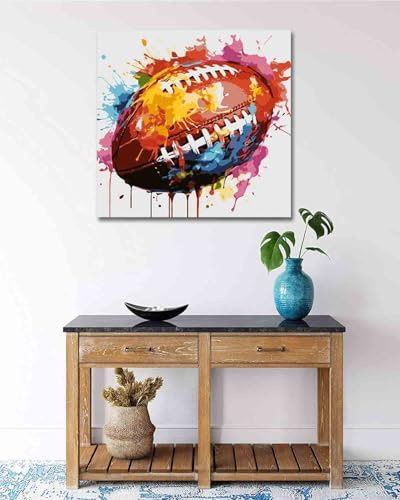 TOCARE Framed Paint by Numbers Kit for Adults Beginners & Kids Ages 8-12,12x12inch American Football Paint by Number with Frame, Cartoon Sports Football Paint by Numbers Framed Canvas (Without Easel) - Image 7