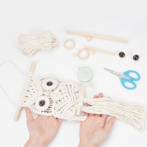 BEUNITONE Leisure Arts Macrame Kit for Beginners Owl Macrame Kit DIY Macrame Kit with Instructions Video Macrame Wall Hanging Supplies Dream Catcher Kit for Room Wall Decoration Easy to Install - Image 5