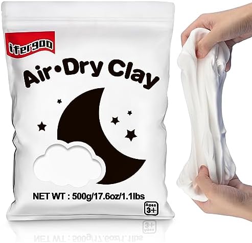 ifergoo 500g White Air Dry Clay, 1.1LBS DIY Creative Modeling Clay for Kids by iFergoo