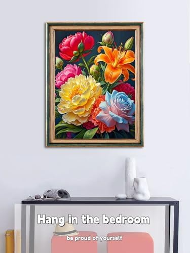 ACANDYL Flower Paint by Numbers Kit for Adults Beginner Paint by Number for Adults Canvas Painting by Number Rose Peony Lily Flower DIY Acrylic Oil Painting on Canvas Arts Craft Home Decor 16x20 Inch - Image 3