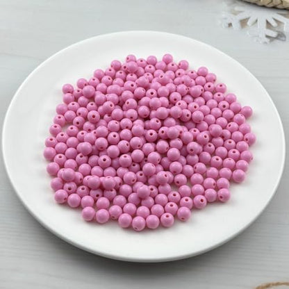 300pcs Acrylic Round Beads for Crafts 8mm Resin Candy Color Spacer Beads with Hole for Jewelry Making Sewing Crafts Decoration Necklaces Bracelets Earrings Supplies(Pink) - Image 2