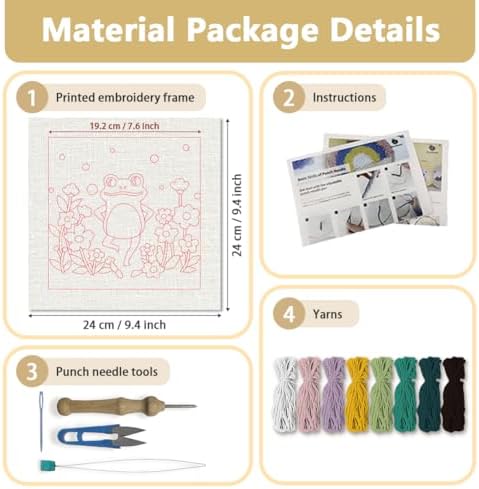 DOODLREAM Dancing Frog Punch Needle Kit for Beginner 9.4"x 9.4" - Image 2