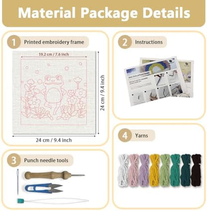 DOODLREAM Dancing Frog Punch Needle Kit for Beginner 9.4"x 9.4" - Image 2