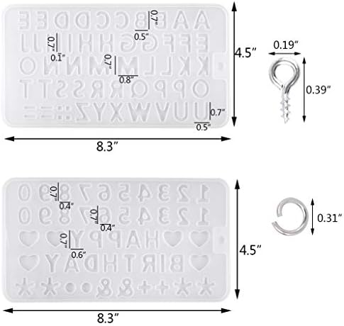 Bskifnn 402pcs Tiny Silicone Letter Mold Small DIY Silicone Resin Mold with 400pcs Screw Eye Pins for Making Keychain Pendant Jewelry Necklace Earrings - Image 3