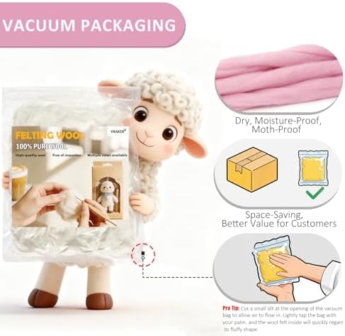 3.4oz Needle Felting Wool Pink Cherub for DIY Needle Craft Enthusiasts - Image 5