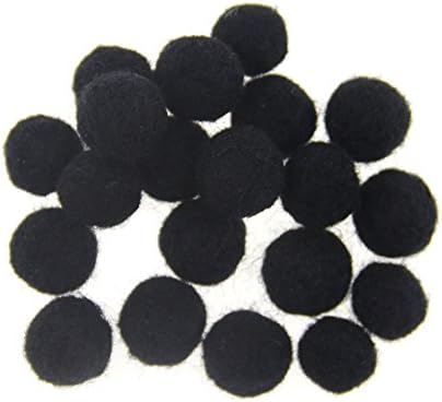 Needle Felt Balls Pure Wool Beads Dry Felted Balls 15mm Handmade DIY Crafts 20pcs (Black) by Zasy