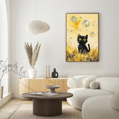 Framed Paint by Numbers Kit for Adults Beginner & Kids Ages 8-12, Black Cat Paint by Numbers with frame, without Easel, DIY Acrylic Number Painting for Adults Animal for Home Decor Gift 8 x 12 Inch - Image 3