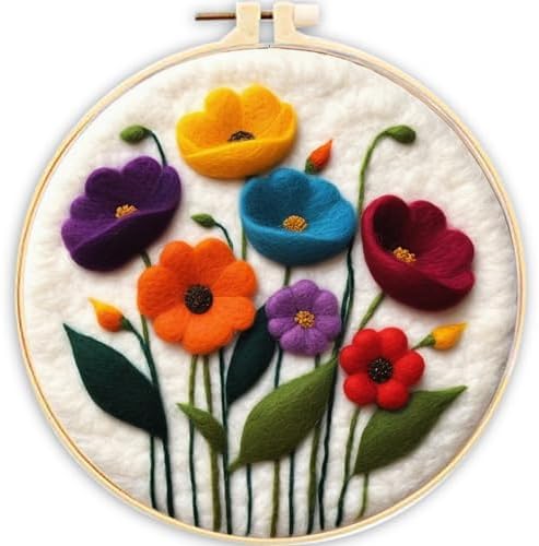CaptainCrafts Needle Felting Kit for Adults Flower Bouquets Pattern by CaptainCrafts