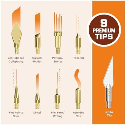 Craft Culture Wood Burning Tool Pen - Craft Burning Tools for Adults & Teens - Wood Burner Kit, Engraver, Carver, Pyrography, Woodburning - Includes 9 Premium Tips - Adjustable Temperature Control - Image 3