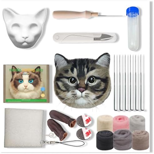 MeowPick Needle Felting Kit with Cat Head Mold, Animals Needle Felting Set, DIY Wool Felt Materials Set with Felting Tool and Instruction for Quick Needle Felting Craft (Dragon Li) by MEOWPICK