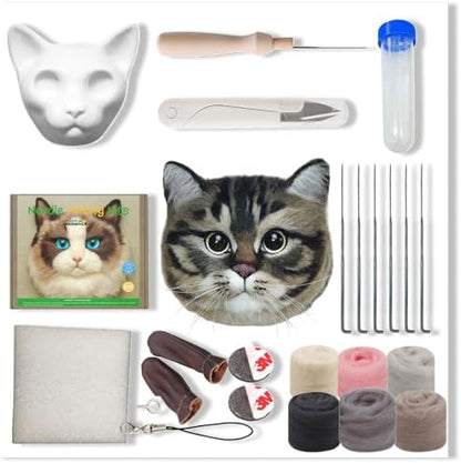 MeowPick Needle Felting Kit with Cat Head Mold, Animals Needle Felting Set, DIY Wool Felt Materials Set with Felting Tool and Instruction for Quick Needle Felting Craft (Dragon Li) by MEOWPICK