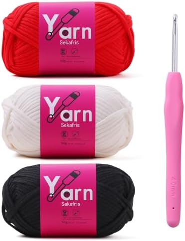 Beginner Yarn for Crocheting Cotton Crochet Yarn #4 Mixed Colors by Sekafris
