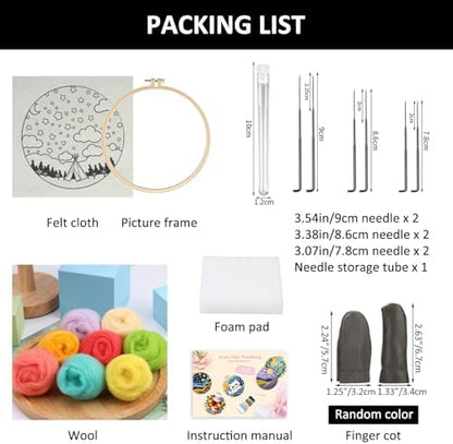 Zovylks Natural Landscape Needle Felting Kits Beginners, 7.9 Inch DIY Wool Felting Painting Starter Kit, Needle Felt Set for Home Decor with Foam Pad, Instructions (Camping) - Image 3