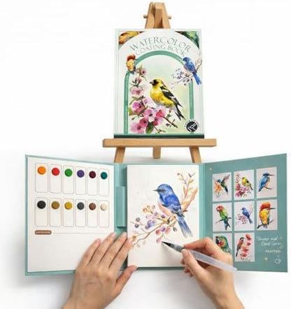 2026 Breathly Stress Relief Watercolor Books Painting Kit, All-in-One DIY Watercolor Art Kit, Paint-with-Water Portable Painting Art Book with 12-Color Pigment Dot Card & Water Brush Pen, Tri-Fold Pocket Painting Set, Relaxing Creative Kit for Beginner... by Unknown