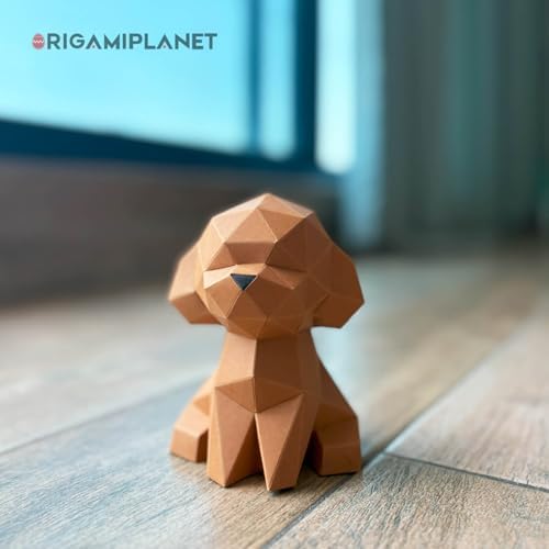 Teddy 3D Origami Paper Craft Kit, Easy DIY Pre-Cut Puppies Paper Sculpture Model for Adults, Cute Animal Handmade Home Decor Papercraft Gift Set for Beginners - Image 4
