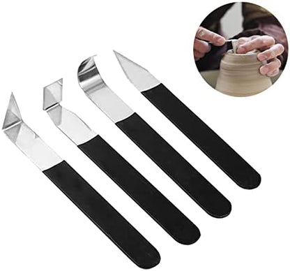 4Pcs Pottery Clay Sculpture Carving Tools Set, Trimming Knife Hand-Made Clay Art Craft Modelling Carving for Clay Pottery, Sculpture by Kukiwhy