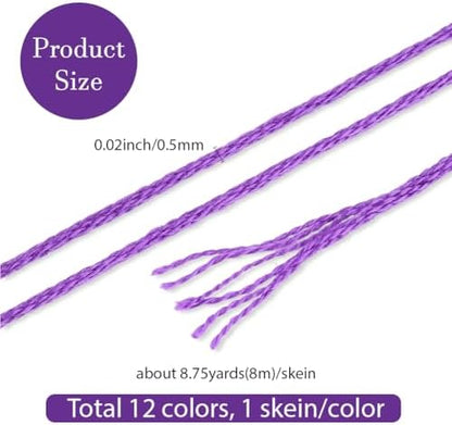 12 Skeins 6 Strands Purple Embroidery Floss String for Knitting - Image 2