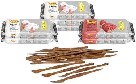 Jovi - Air Dry Clay Set, 5 White and 2 Terracotta 1.1 lb Bars + 20 Tools - Image 2
