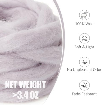3.4oz Needle Felting Wool Light Gray for DIY Needle Craft Enthusiasts - Image 2