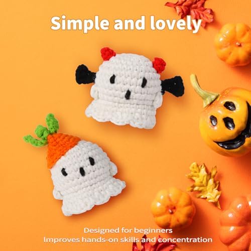 GOZATO Crochet Kit for Beginners, Halloween Night Light Ghost Kit with Step-by-Step Video Tutorials, Easy Beginner Crochet Kit for Adults, Women & Men, Handmade DIY Gift Complete Kit Included (2Pack) - Image 3