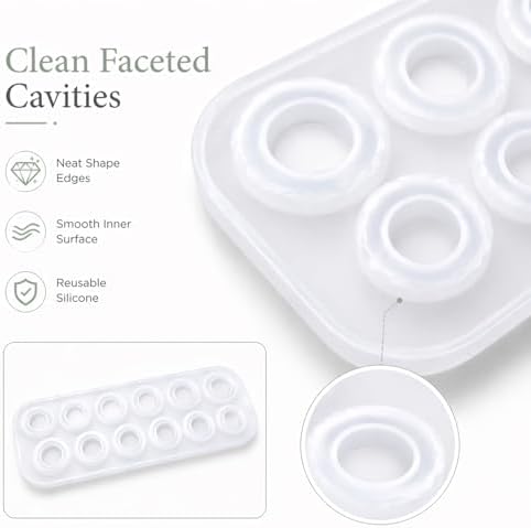 2Pcs Resin Ring Molds with 14 Rings and 7 Sizes,Silicone Resin Rings Making Kit,Round Pendant Jewelry Casting Mold for DIY Earrings Necklace Pendants Keyrings Crafts Decorations Making - Image 2