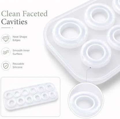 2Pcs Resin Ring Molds with 14 Rings and 7 Sizes,Silicone Resin Rings Making Kit,Round Pendant Jewelry Casting Mold for DIY Earrings Necklace Pendants Keyrings Crafts Decorations Making - Image 2