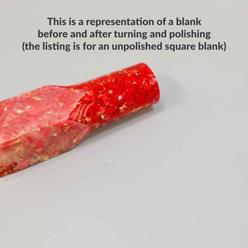 Legacy Premium Resin Project Blank - 1 1/2" x 19" Long - Red with Gold Flakes, For Pen and Project Kits, Woodturning and Crafts - Image 3